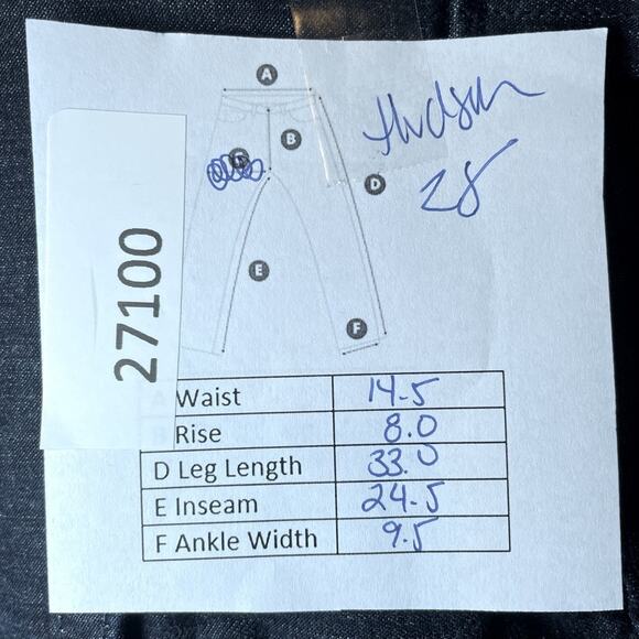 HUDSON DARK WASH CROPPED FLAP POCKET BLUE JEANS SIZE 28 - Picture 9 of 10